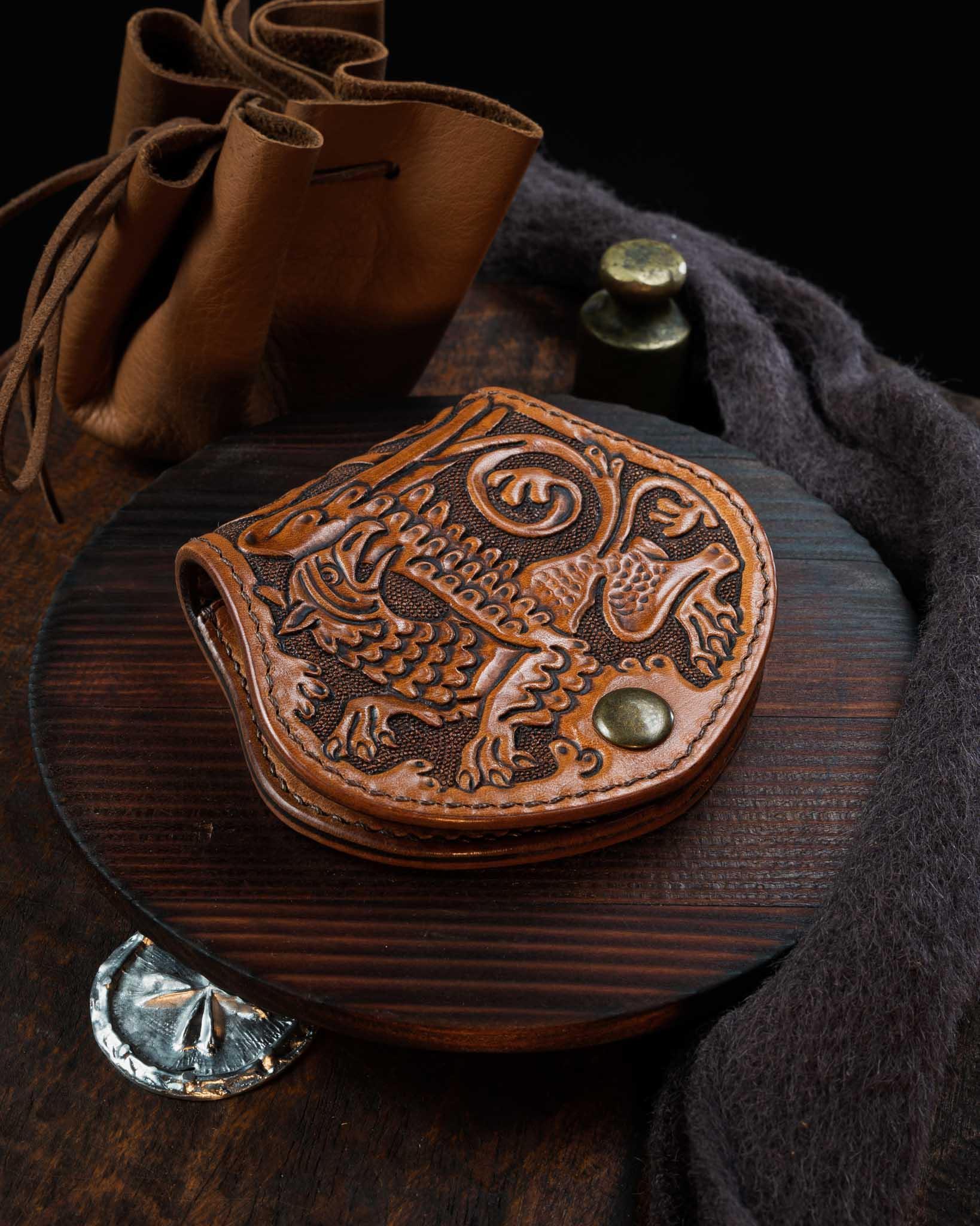 The Griffin: Hand-Tooled Leather Coin Purse | Reliq Leather