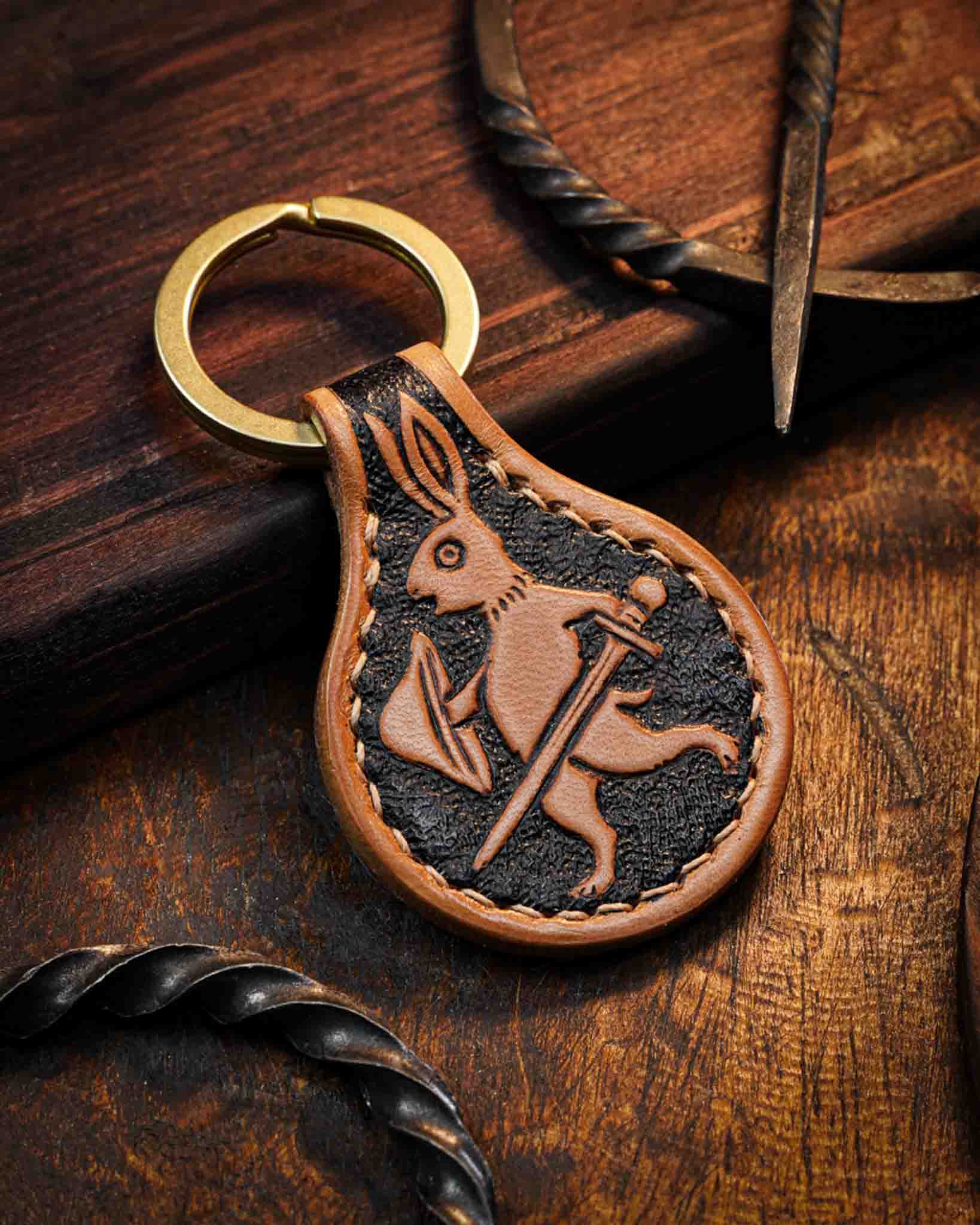 The Vengeful Hare: Medieval Marginalia Keychain | Reliq Leather