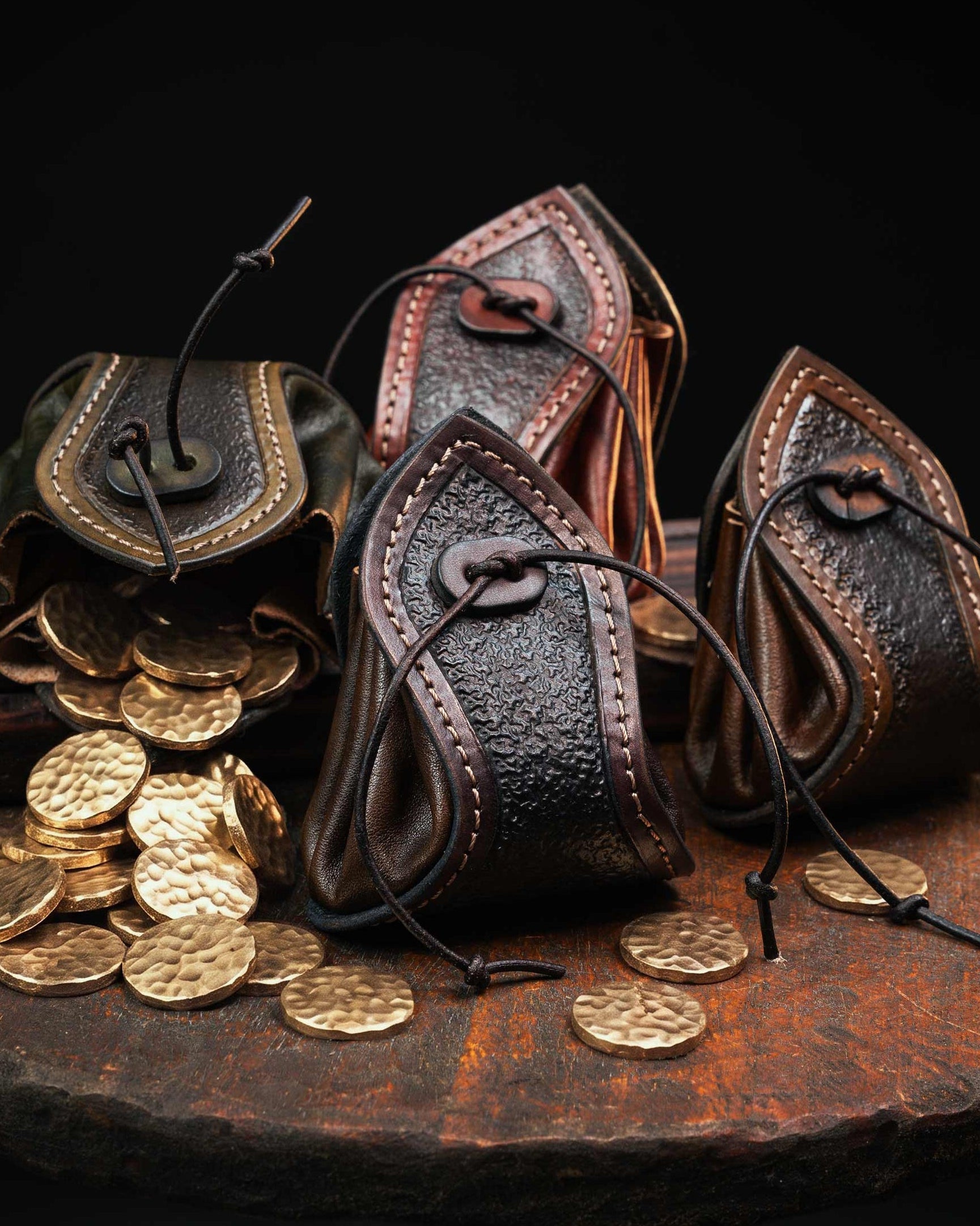 Leather Coin Pouch: Custom Color Drawstring Dice Bag