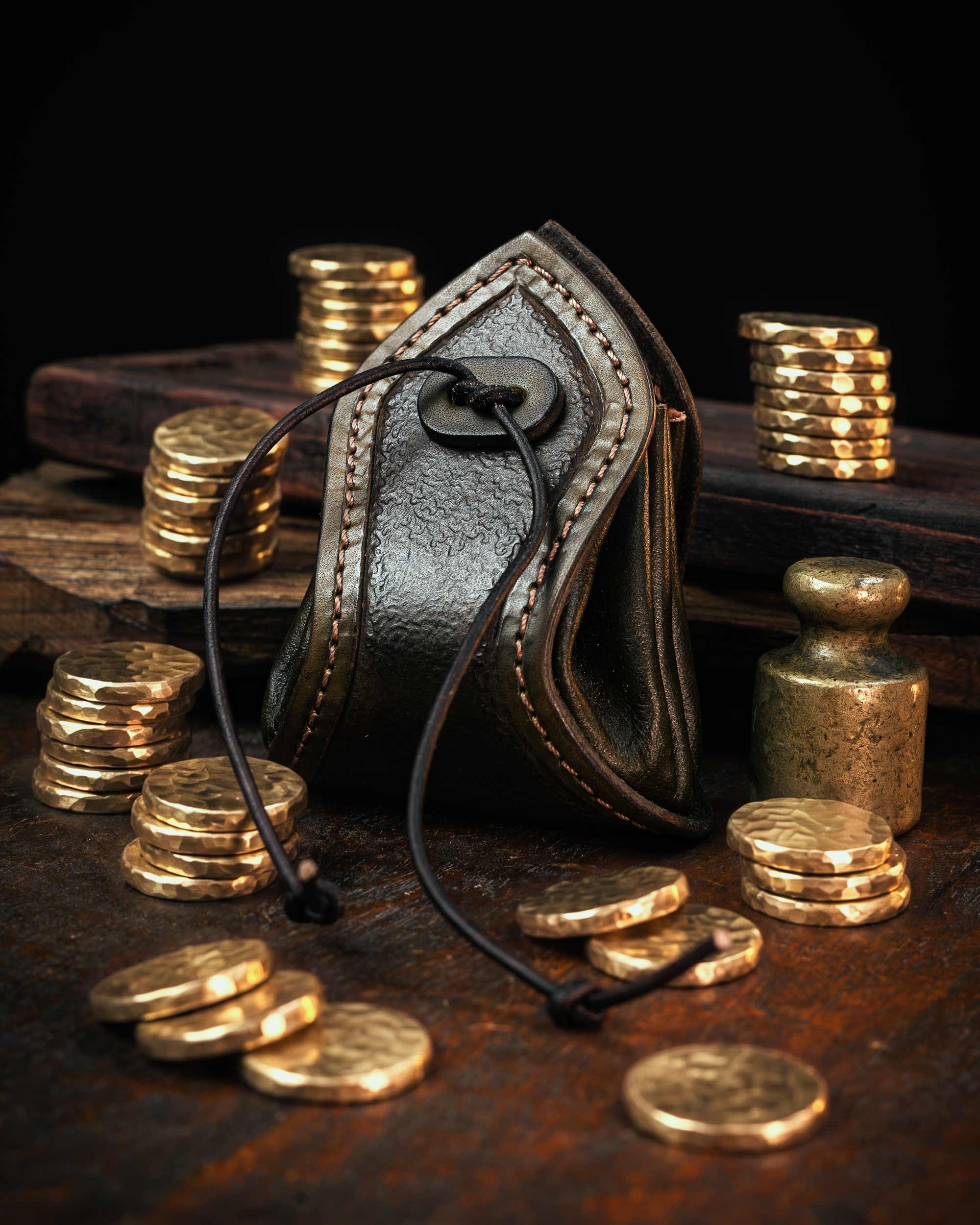 Leather Coin Pouch: Custom Color Drawstring Dice Bag
