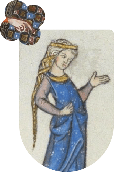 Medieval manuscript illumination of Huon and Escarlamonde, source of inspiration for Reliq Leather handmade designs.