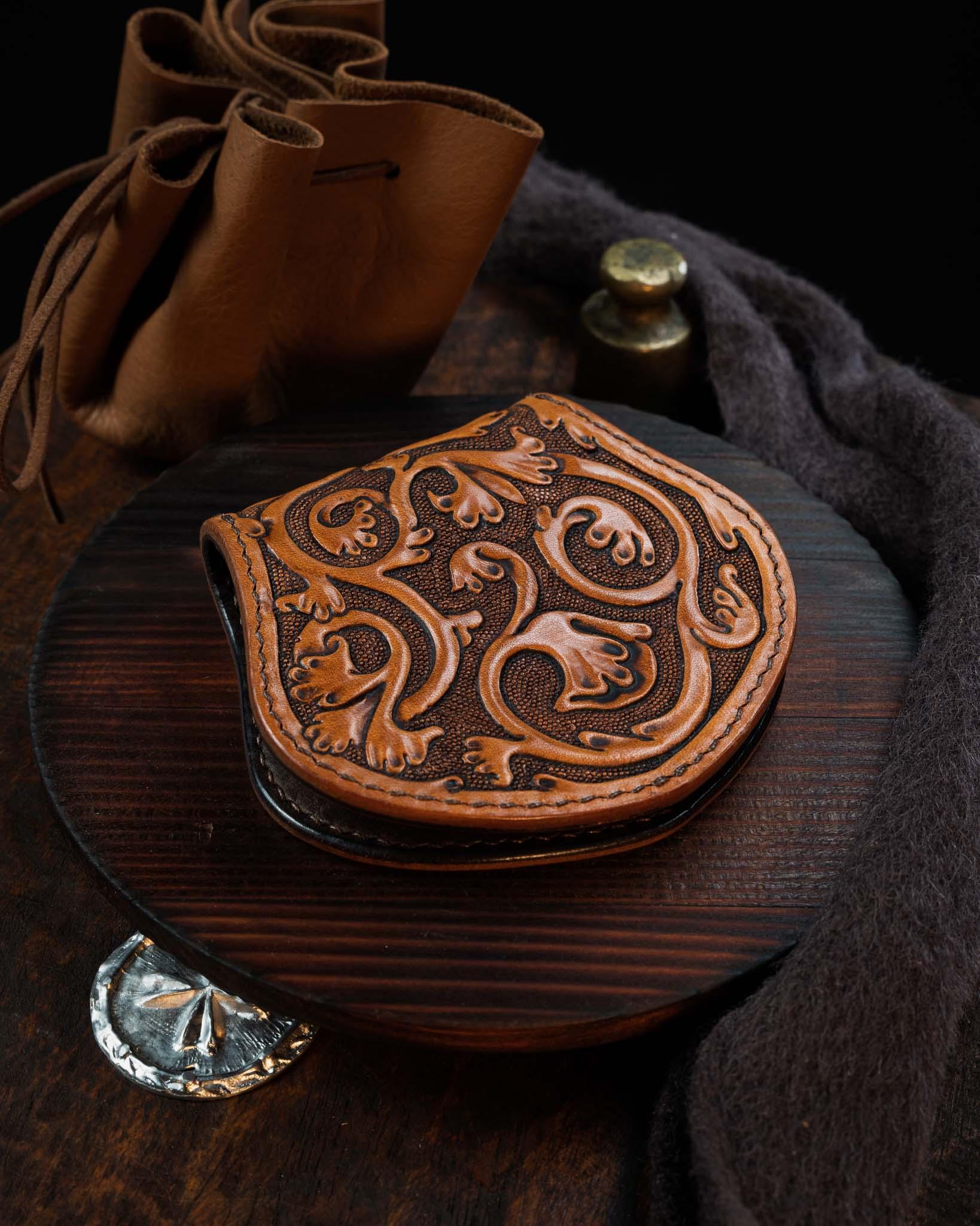 The Griffin: Hand-Tooled Leather Coin Purse | Reliq Leather